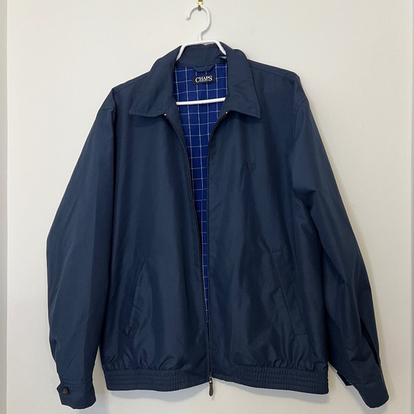 Chaps Casual Sporty Full Zip Bomber Style Lined Jacket - Navy Blue - Size M - Picture 1 of 8